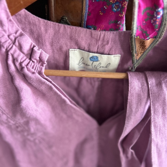 Linencloud linen lavender Tunic Midi dress 3/4 sleeve dress. - Picture 6 of 14